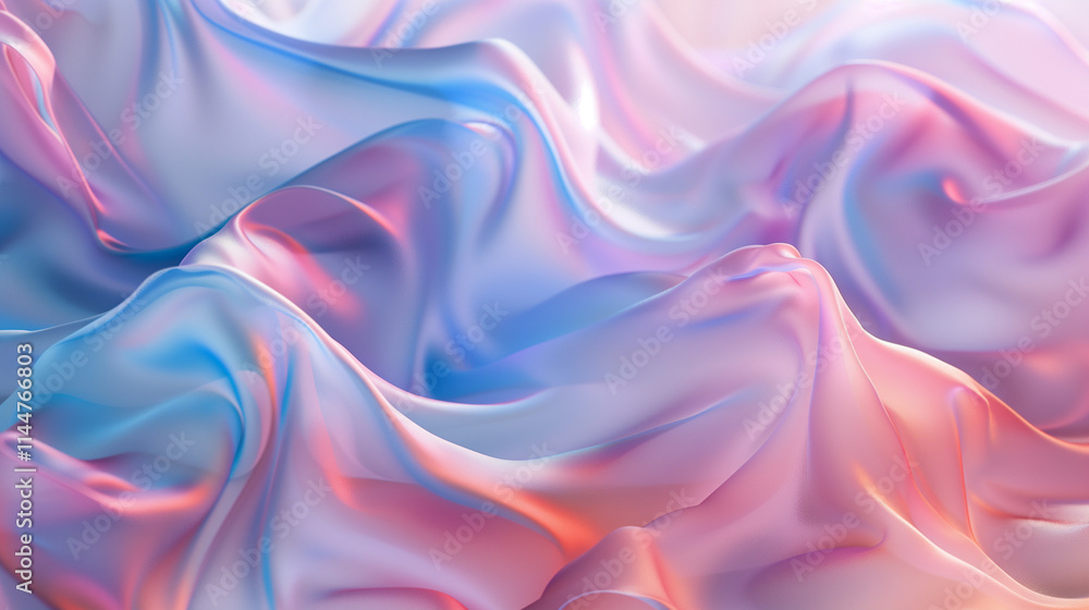 Fototapeta premium Soft Abstract Waves of Pastel Silk Texture – 3D Rendered Background