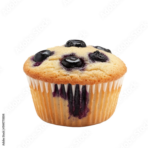 Blueberry muffin isolated on white background