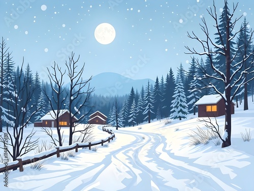 winter landscape with snow