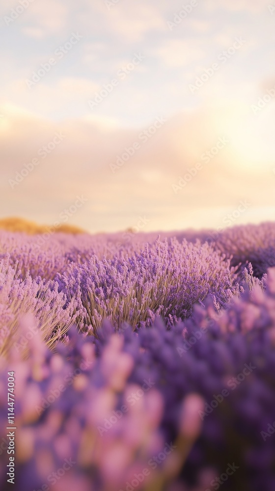 Obraz premium Lavender Field at Golden Sunset