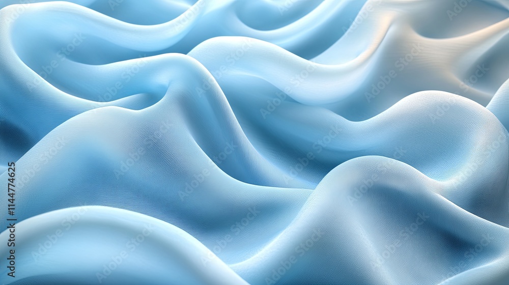 Obraz premium Soft Blue Fabric Waves in Smooth Cascading Light