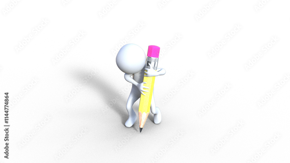 鉛筆を持って考えるビジネスマンのイラスト