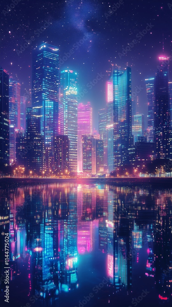 Night Cityscape with Reflecting Lights Night Cityscape with Reflecting Lights