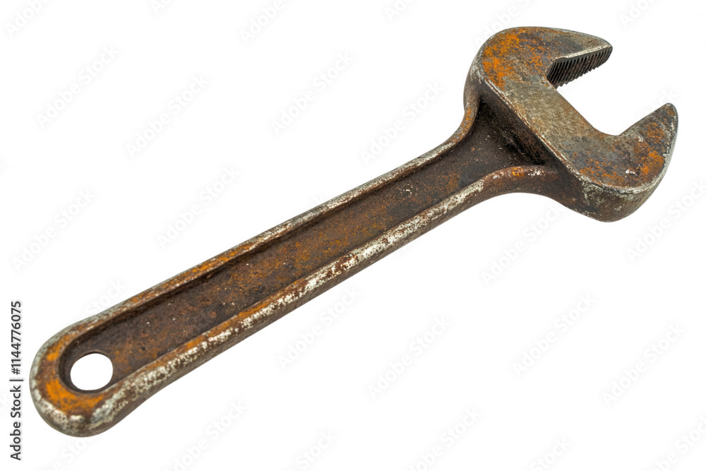Rusty wrench, isolated on transparent or white background Rusty wrench, isolated on transparent or white background
