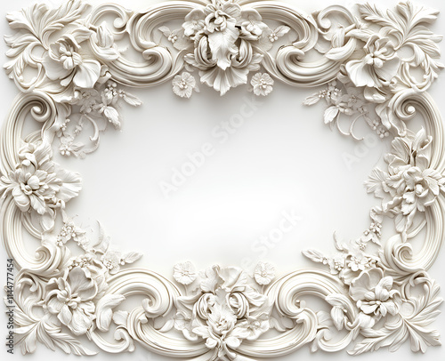 A frame of carved wood with a white background33