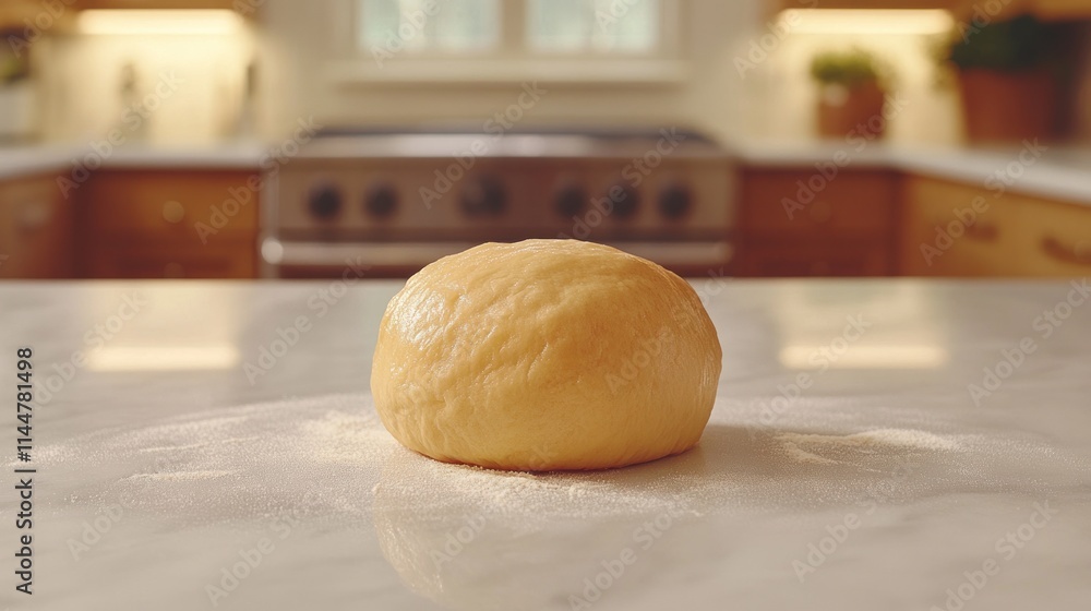 Dough ball on kitchen counter. Dough ball on kitchen counter.