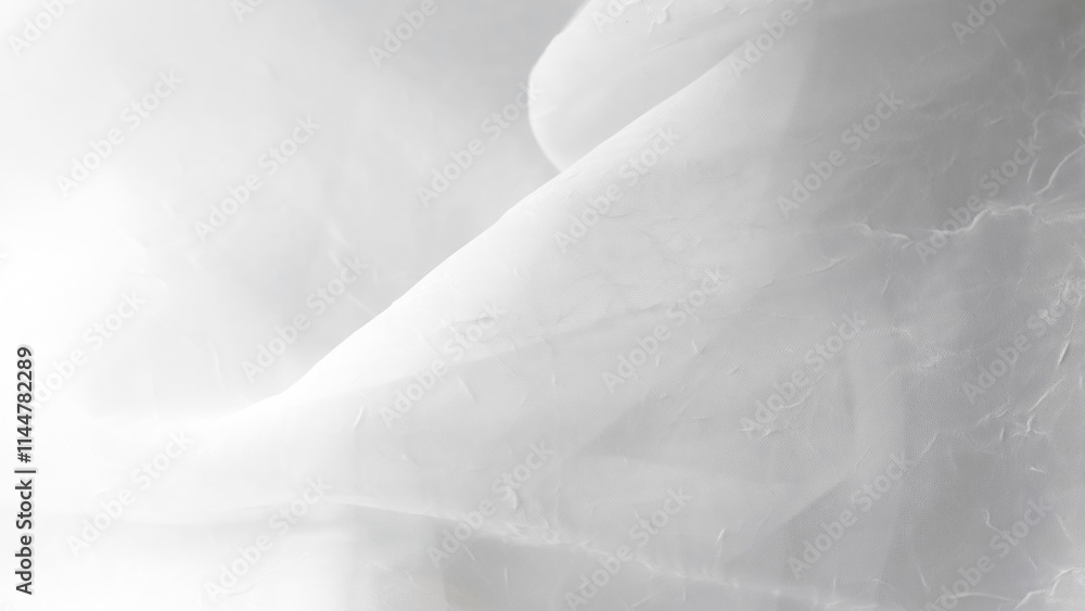 Obraz premium Elegant white veil background with fine tulle layers and soft flowing design