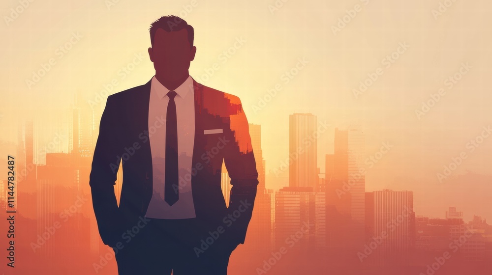 Ambitious Businessman in Modern Cityscape Ambitious Businessman in Modern Cityscape