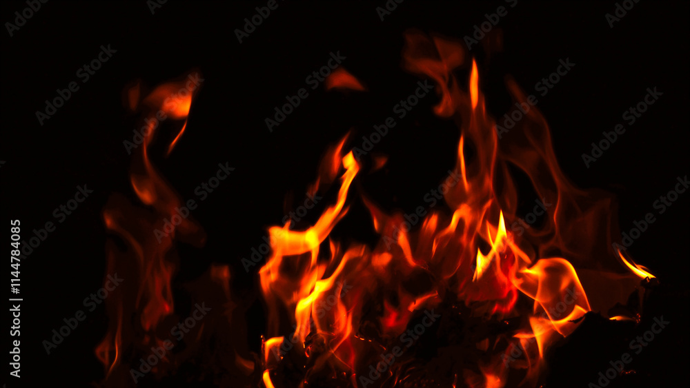 Fire flames burning with red hot sparks on transparent background and texture effects Fire flames burning with red hot sparks on transparent background and texture effects
