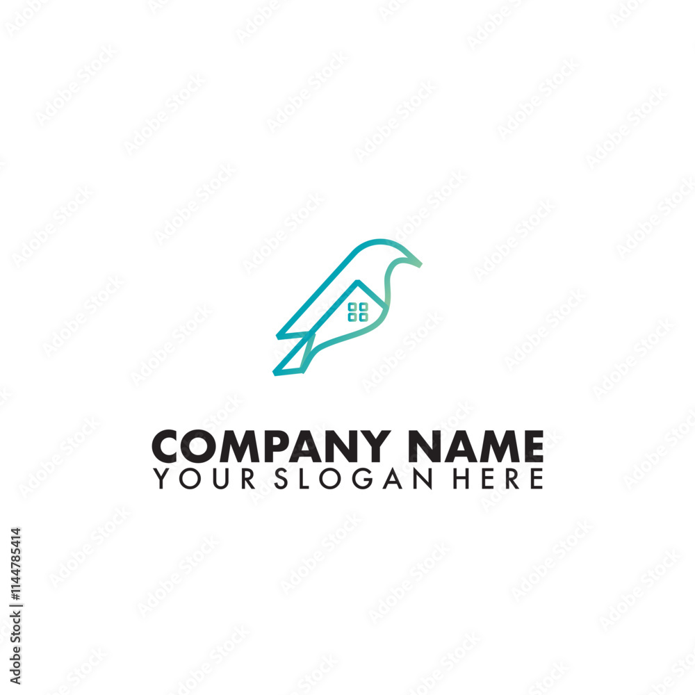Home and bird logo line design vector Home and bird logo line design vector
