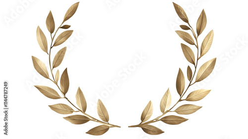 Isolate Golden Laurel Wreath on Transparent Background 