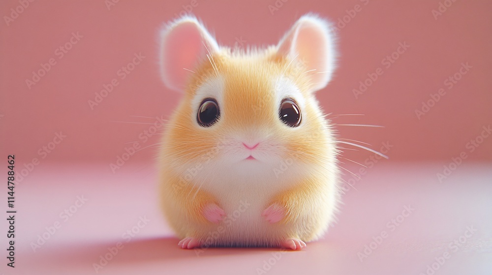 Adorable fluffy hamster on pink background. Adorable fluffy hamster on pink background.