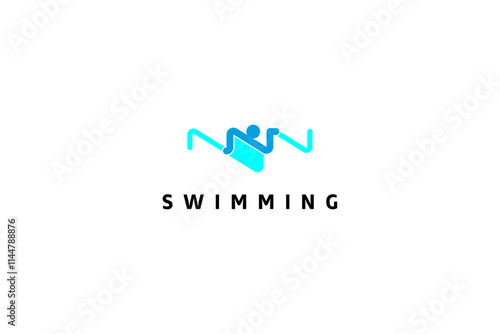Swimming template logo design solution