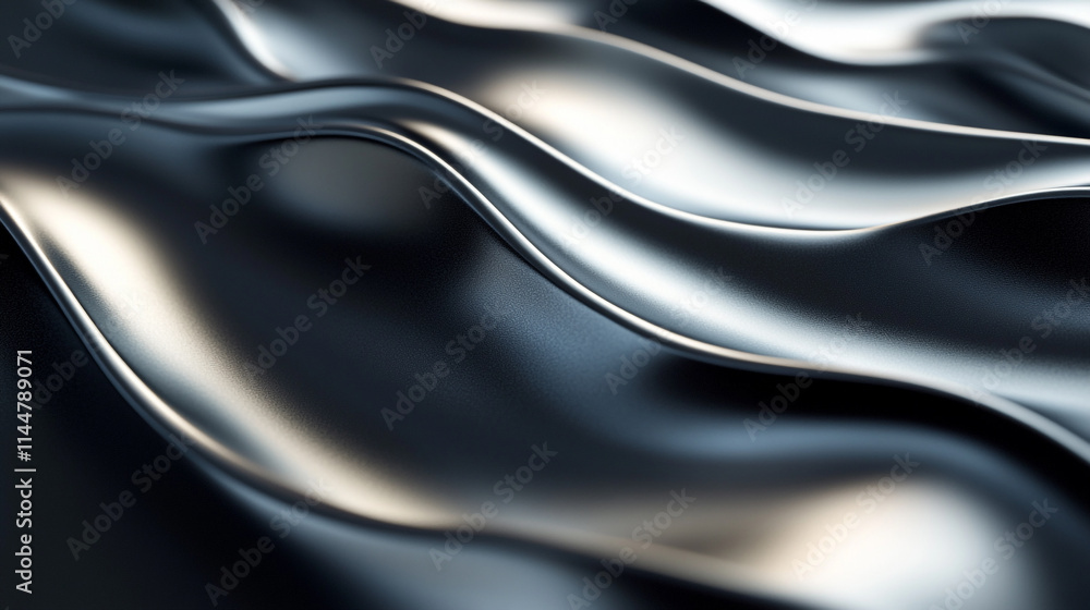 Fluid metal waves create an abstract composition with a polished surface in soft light Fluid metal waves create an abstract composition with a polished surface in soft light
