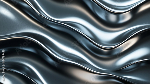 Wavy metallic surface creating dynamic reflections in light at close range