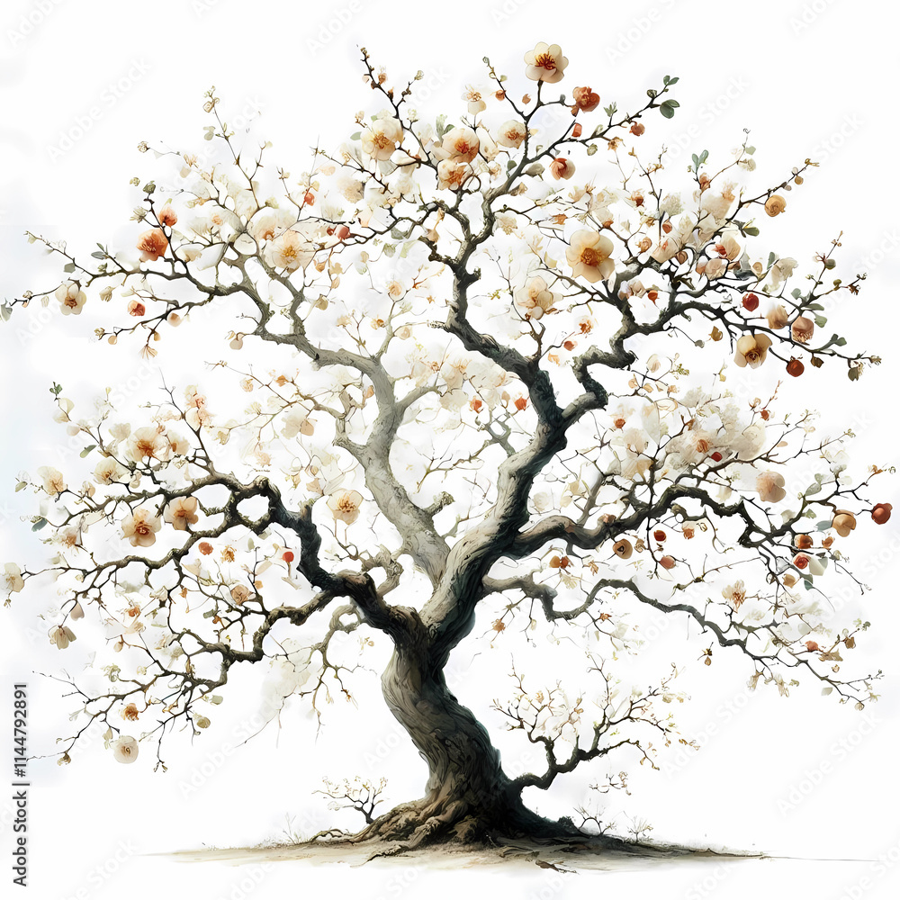 watercolor tree painting image on white background watercolor tree painting image on white background