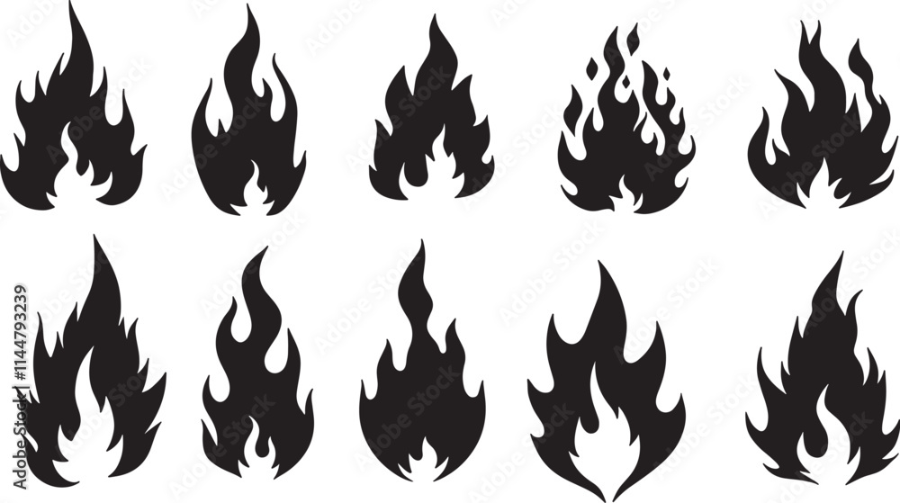 set of fire flames set of fire flames