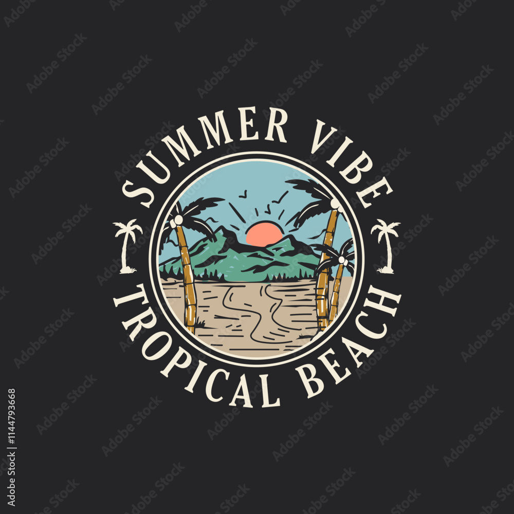 Fototapeta premium Summer Vibe Tropical Beach summer nature graphic print tee