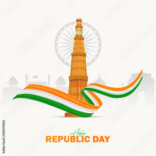 Canvas Print Happy Republic Day, Poster,  with Qutub Minar