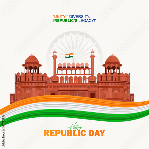Happy Republic Day, Poster,  with Red Fort, India