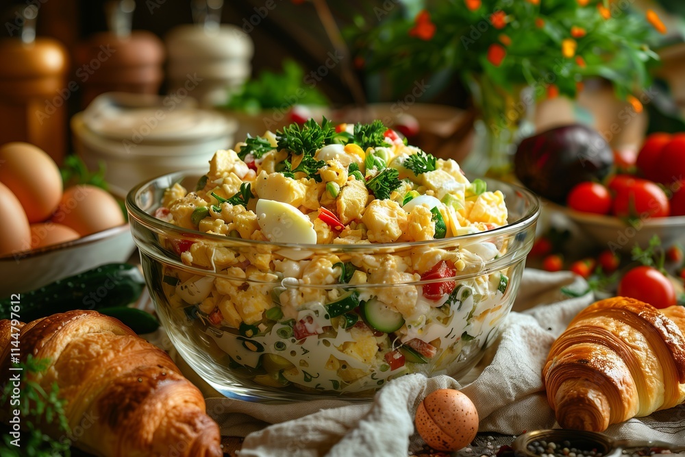 Delicious mixed salad in a bowl surrounded by fresh ingredients, perfect for a healthy meal or gathering. Delicious mixed salad in a bowl surrounded by fresh ingredients, perfect for a healthy meal or gathering.