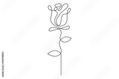 Rose flower continuous one line drawing of rose flower isolated outline vector illustration minimalist design
