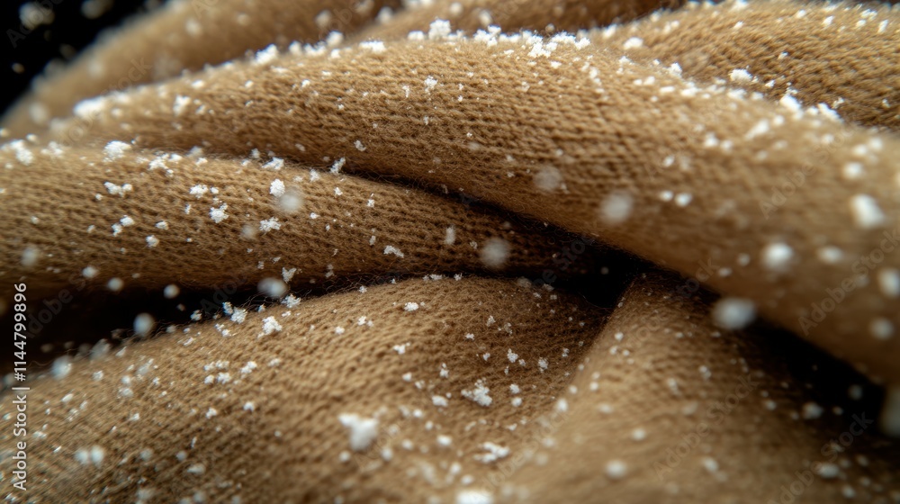 Closeup of snowflakes falling on a warm surface in a cozy winter environment Closeup of snowflakes falling on a warm surface in a cozy winter environment