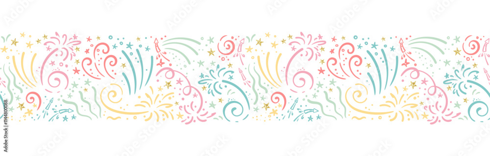 Fun hand drawn doodle fireworks, seamless pattern, great for textiles, wrapping, banner, wallpapers - vector design Fun hand drawn doodle fireworks, seamless pattern, great for textiles, wrapping, banner, wallpapers - vector design
