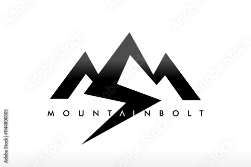 Electric Lightning Bolt House Shape Mountain Logo Design Vector Icon Emblem Symbol Stock Illustration brand identity electric house logo design electric icon symbol house business company energy power