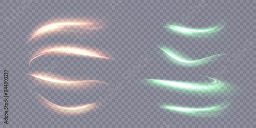 Magical gold and green shimmering horizontal glow effect for web design and fabulous user interface. Bright Twirl. Vector