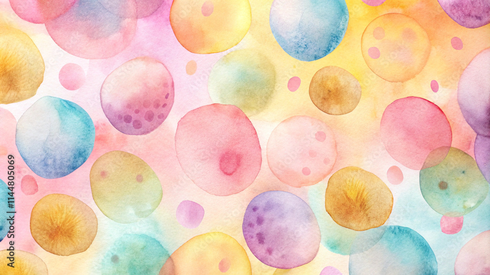 Watercolor whimsical dots background, irregular happy circles in vibrant colors, artistic concept Watercolor whimsical dots background, irregular happy circles in vibrant colors, artistic concept