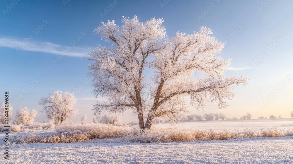 Frosted trees create a beautiful wintry scene, with their icy branches adding charm to the landscape. This wintry scene offers ample copy space for text and design elements. Frosted trees create a beautiful wintry scene, with their icy branches adding charm to the landscape. This wintry scene offers ample copy space for text and design elements.