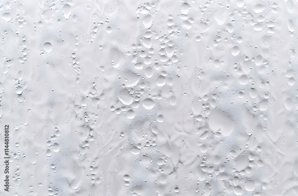 Close-up of water droplets on a white surface. Close-up of water droplets on a white surface.