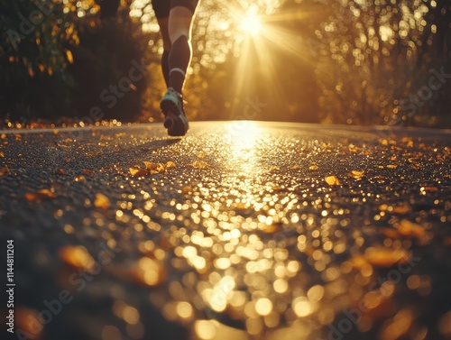 Runner at the Starting Line Outdoor Track Action Shot Cinematic Sunlight Ground Level Emphasis on Determination photo