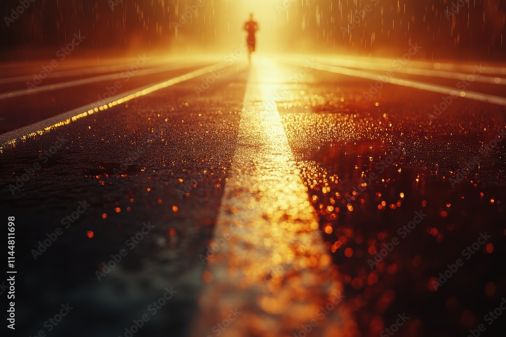 Obraz premium Athletes Pre-Race Preparation Training Ground Sports Photography Rainy Environment Intense Focus Concept