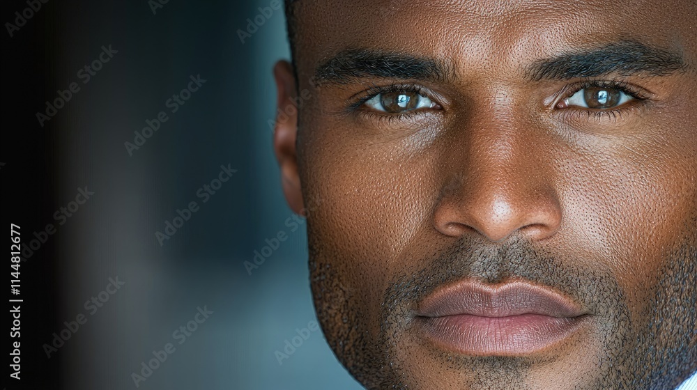 Close-up portrait of a serious, handsome African-American man. Close-up portrait of a serious, handsome African-American man.