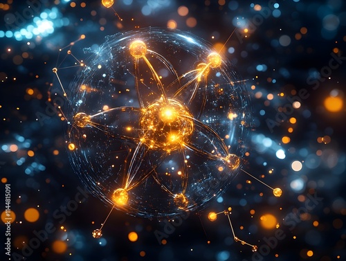 Detailed cutaway view of a technetium atom showcasing its intricate electron and highlighting its vital role in cutting edge medical scanning technologies and healthcare applications photo