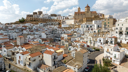 Aerial view of the historic center of Pisticci, in the province of Matera, Basilicata. It is a small town in southern Italy.