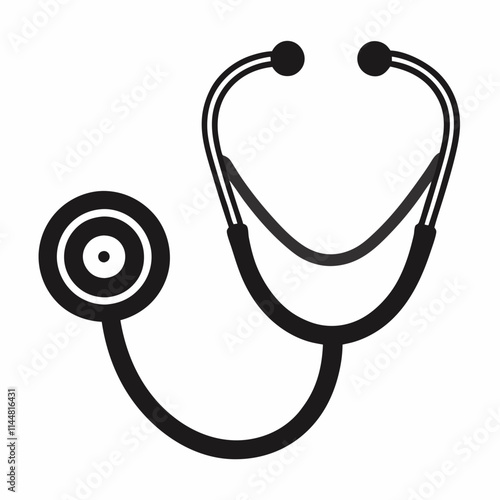 
Doctor stethoscope medical device flat icon vector and illustration and silhouette
