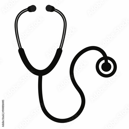 
Doctor stethoscope medical device flat icon vector and illustration and silhouette
