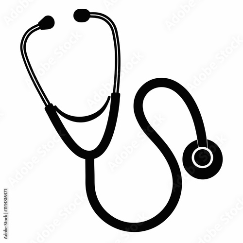 
Doctor stethoscope medical device flat icon vector and illustration and silhouette
