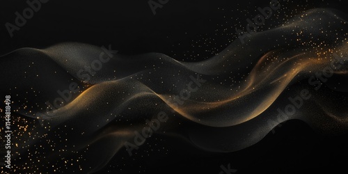 Golden dust luxury waved design element isolated on black background
