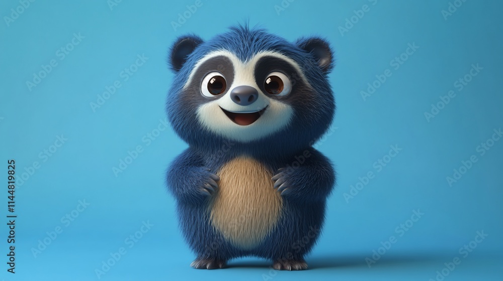 Adorable 3D rendered blue raccoon cub. Adorable 3D rendered blue raccoon cub.
