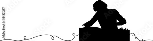 DJ silhouette lineart