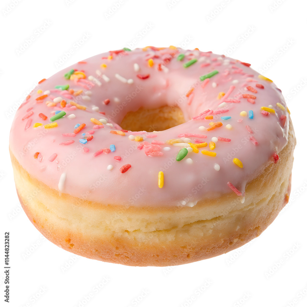 Pink Frosted Donut with Sprinkles isolated on transparent background cutout, Png, Cutout Pink Frosted Donut with Sprinkles isolated on transparent background cutout, Png, Cutout