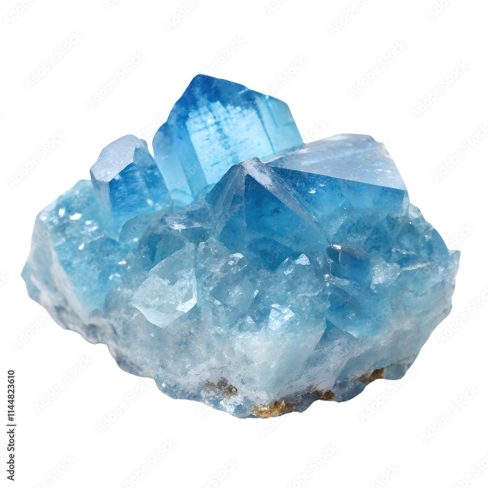 Blue Crystal Cluster with Clear Quartz isolated on transparent background cutout, Png, Cutout Blue Crystal Cluster with Clear Quartz isolated on transparent background cutout, Png, Cutout