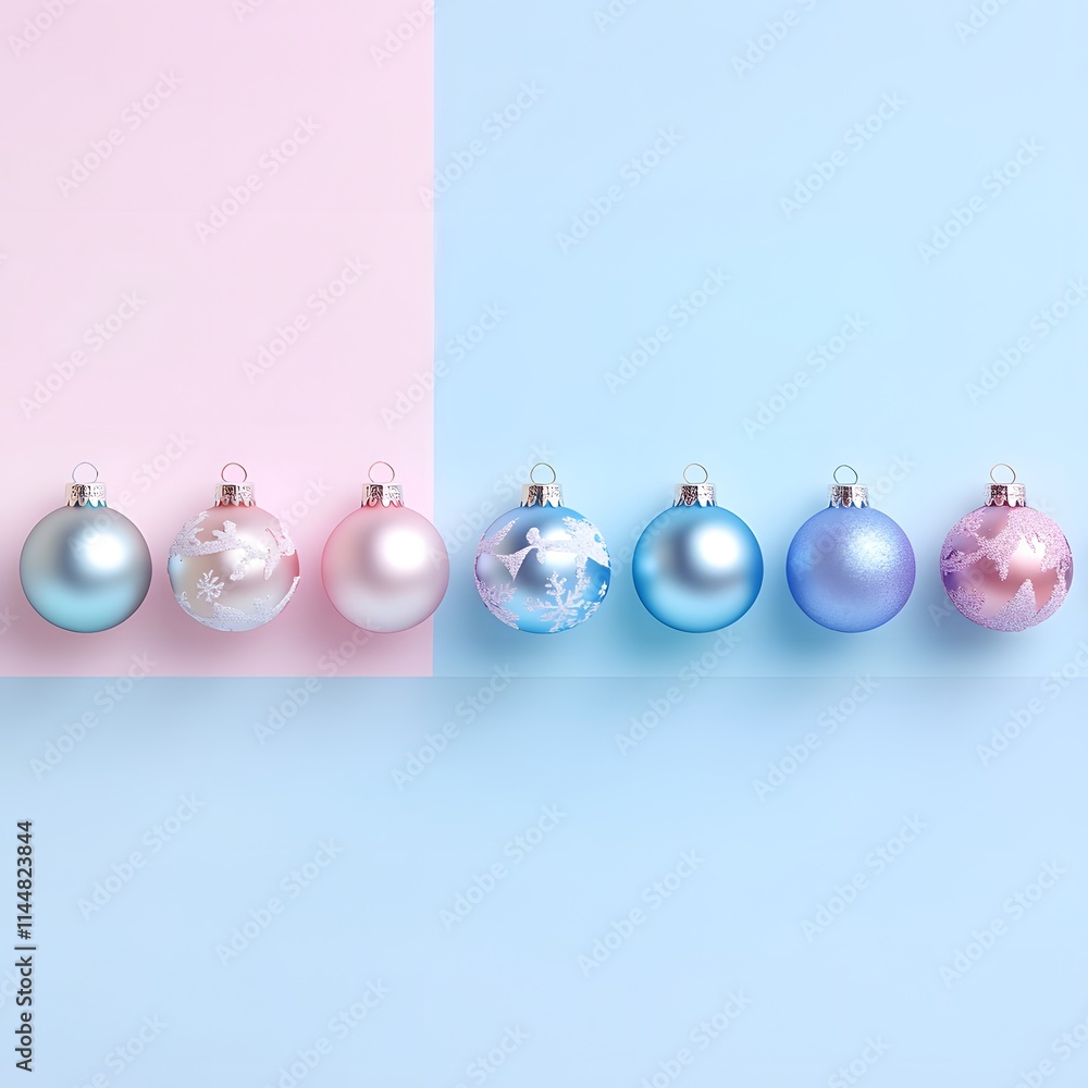 Romantic elegant blue and pink balls, concept of Christmas celebration. Romantic elegant blue and pink balls, concept of Christmas celebration.