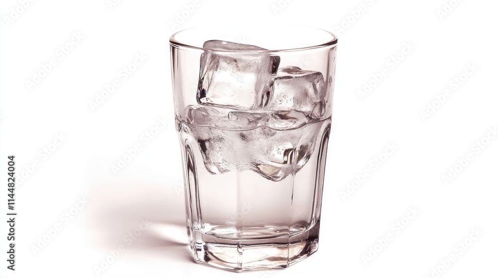 Close-up of a refreshing glass of ice water, crystal-clear with ice cubes, perfect for quenching thirst. The cold glass of ice water captures attention and invites hydration. Close-up of a refreshing glass of ice water, crystal-clear with ice cubes, perfect for quenching thirst. The cold glass of ice water captures attention and invites hydration.