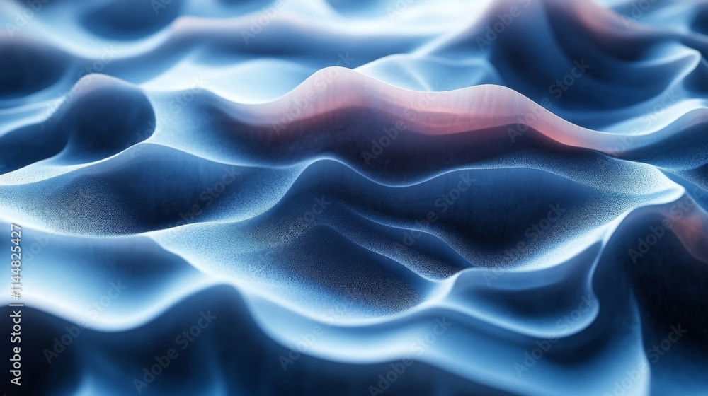 Fototapeta premium Abstract Blue Wavy 3D Render:Digital Art Background