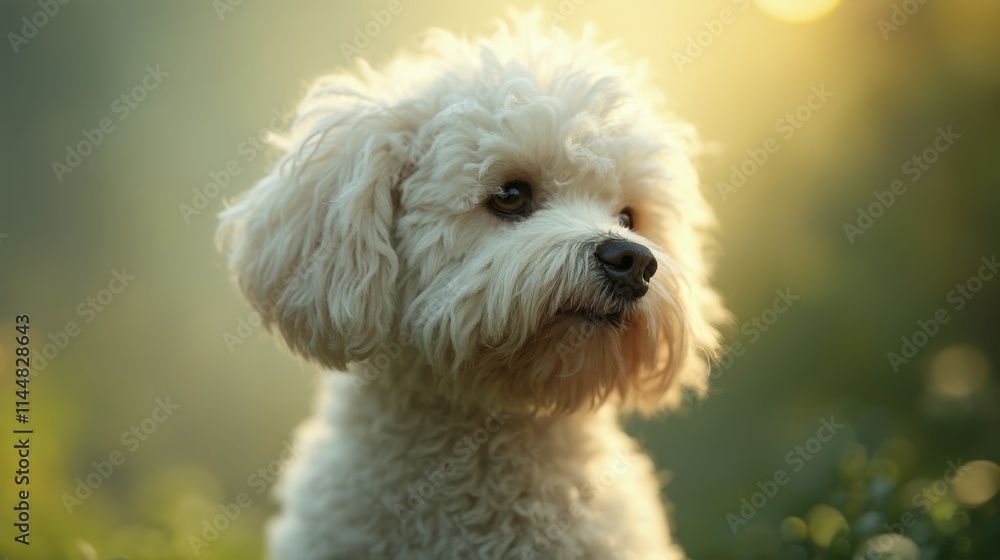 A small white dog sitting in the grass looking at the camera A small white dog sitting in the grass looking at the camera